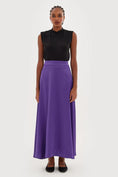 Load image into Gallery viewer, Satin Flared Skirt - Purple
