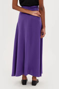 Load image into Gallery viewer, Satin Flared Skirt - Purple
