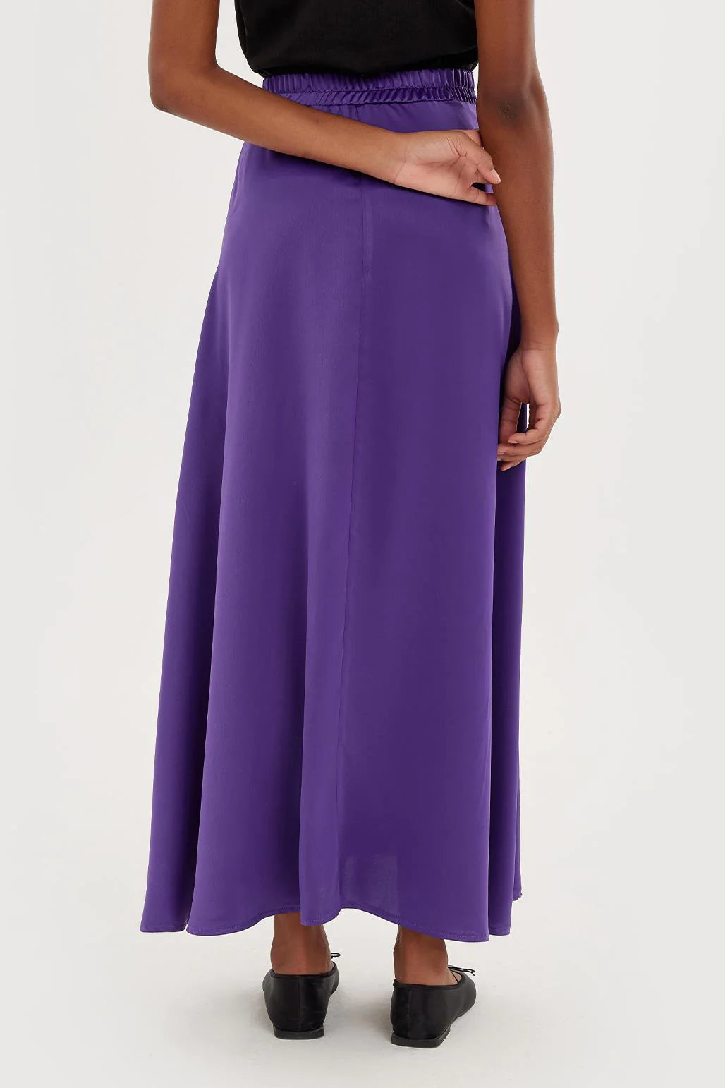 Satin Flared Skirt - Purple